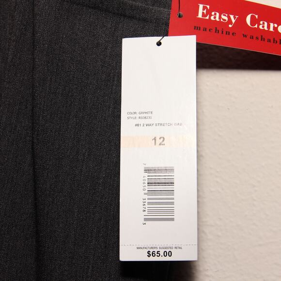 NEW Rafaella Gray Stretch Gabardine Pants Size 12 Curvy fit - Picture 9 of 10